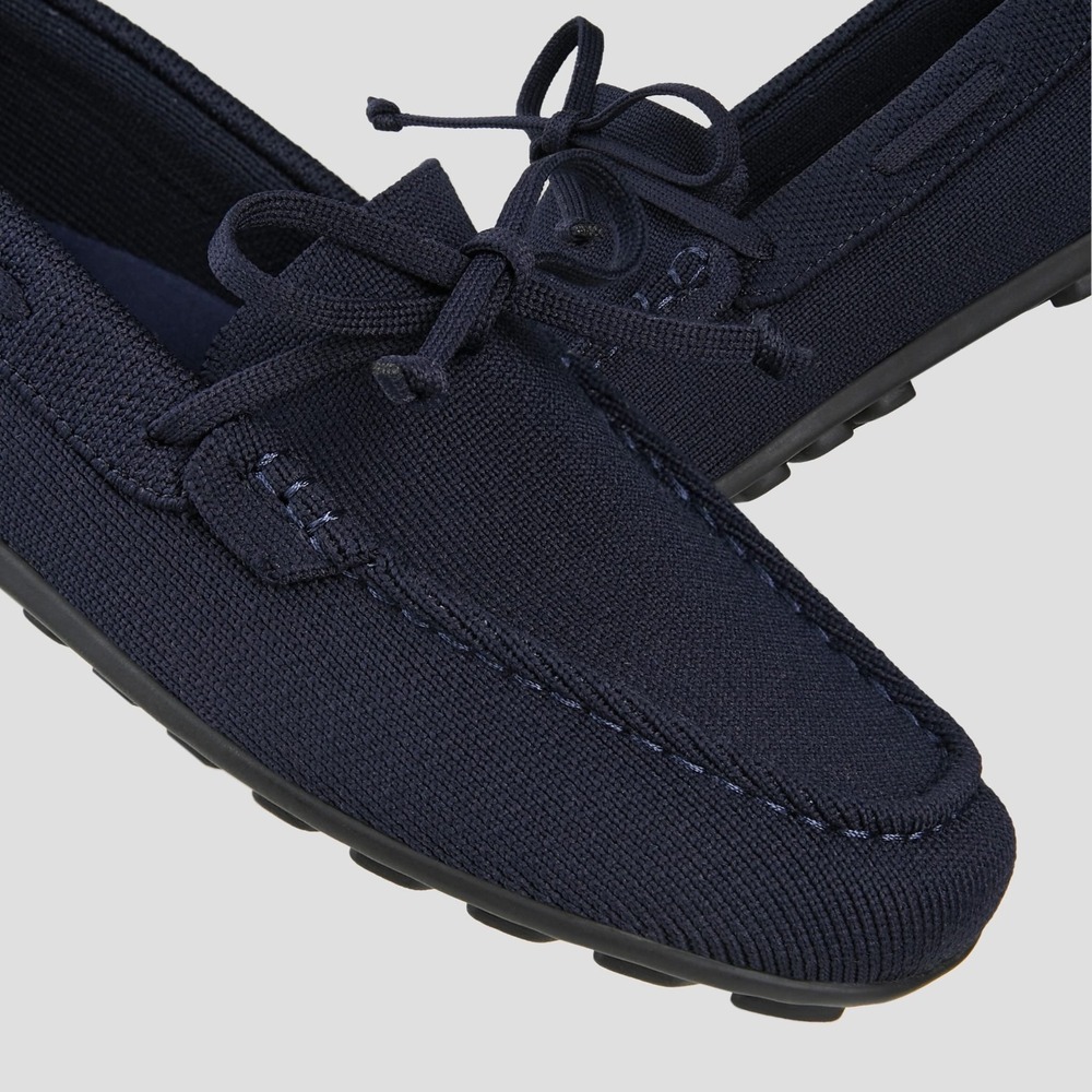Vivaia Navy Knit Loafers Square Toe Driving Mocs Blue Bow Flats New US 9 EU 40 - Picture 11 of 15